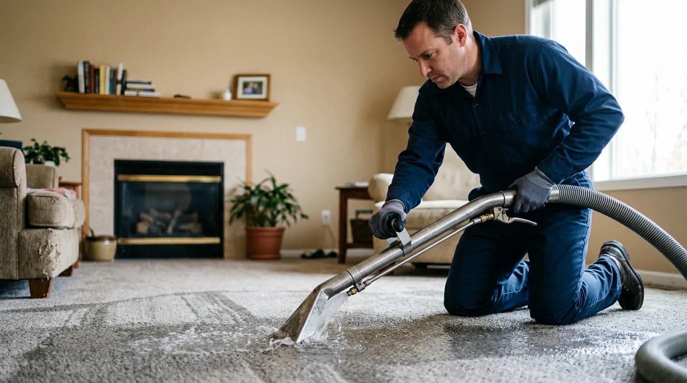 Water damage restoration technician working near Windom, KS